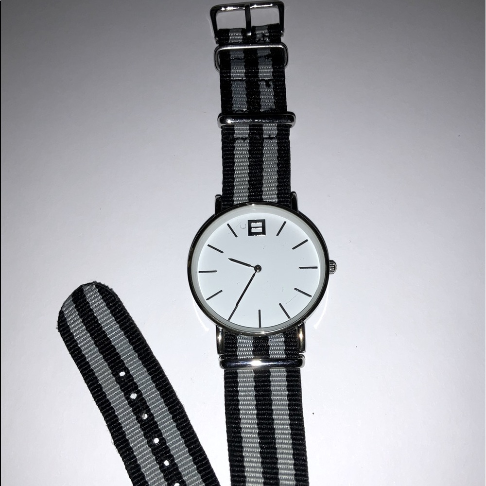 Watch. White faced Equal Rights Watch. Grosgrain Black/White band